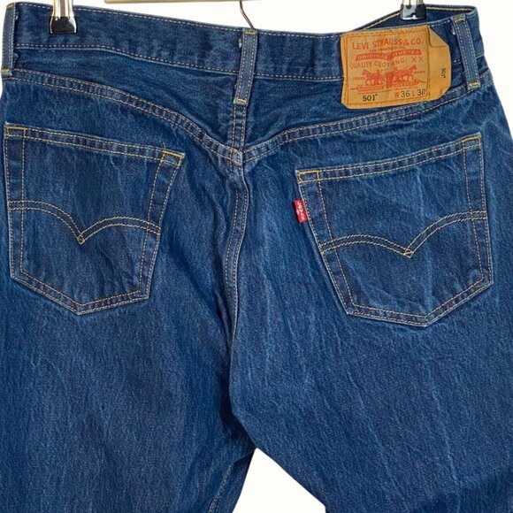 Levi's Vintage 501 Button Fly Original Straight Leg Fit Wide PatchBlue Jeans 36x - Picture 4 of 16